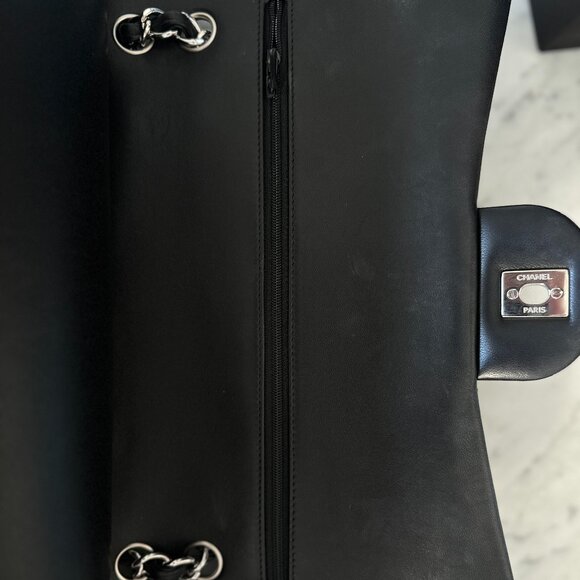 CHANEL Large/Jumbo Classic Double Flap Black Lambskin with Silver HW - Picture 4 of 14